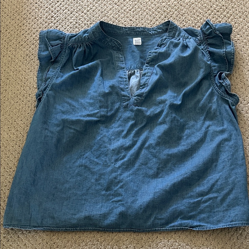 GAP Ruffled Sleeve Denim  Blouse